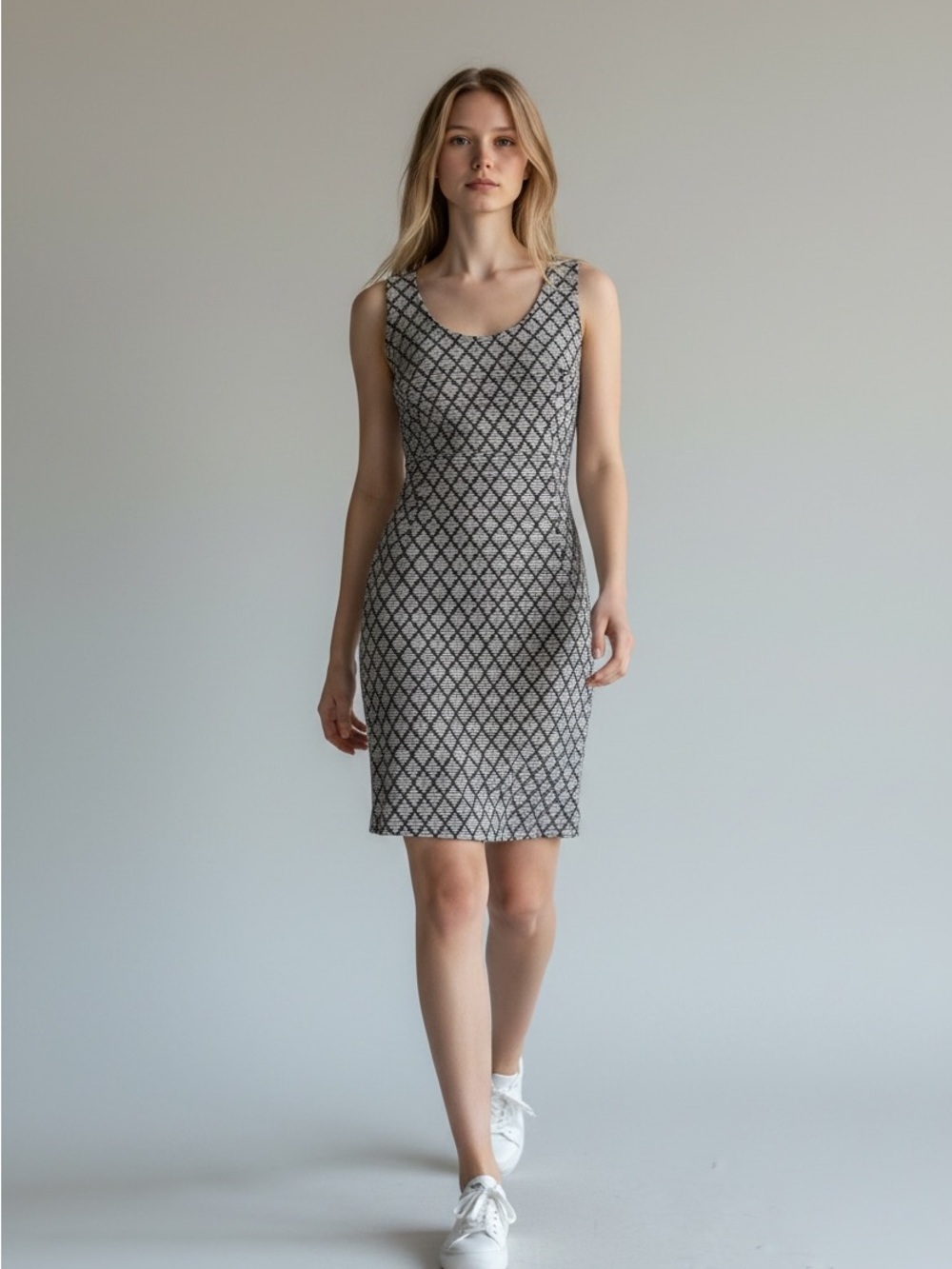 Tory Burch Black & White Geometric Tank Dress